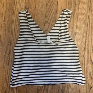TOBI Striped Cross Back Crop Top